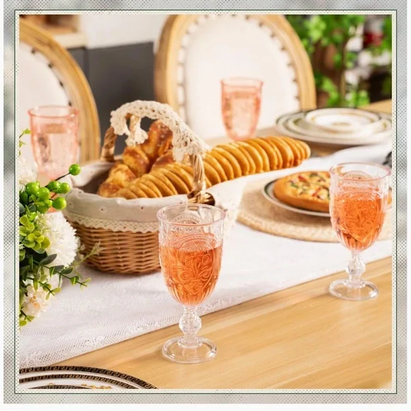 4 Pcs Plastic Goblets 7.5oz Vintage Goblet Plastic Wine Glasses Colored (Clear) - Picture 7 of 7